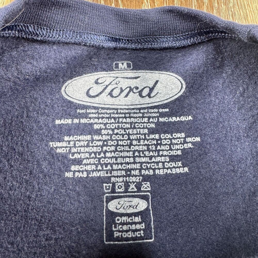 Ford Sweatshirt Mens M Blue Truck Bronco Mustang Cobra Engine Racing Sweater - Picture 6 of 11